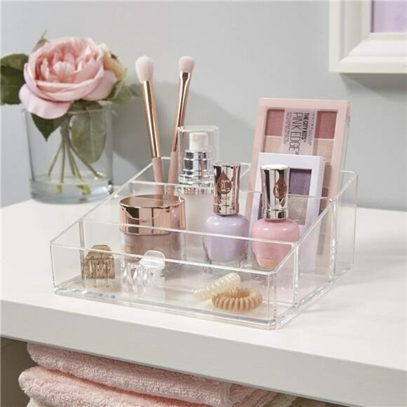 STORi Clear Makeup Organizer Acrylic Vanity Brush Holder Beauty Storage Bin - Picture 3 of 7